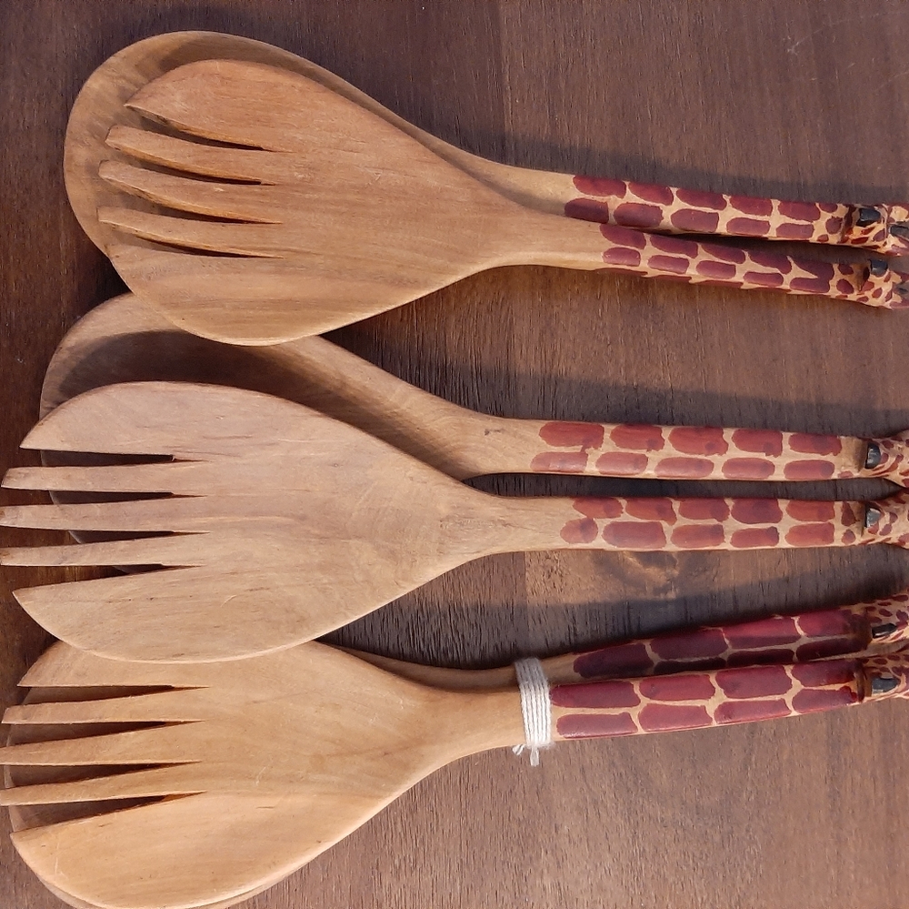 Hand crafted Kenyan Giraffe Cook/Serve Utensils